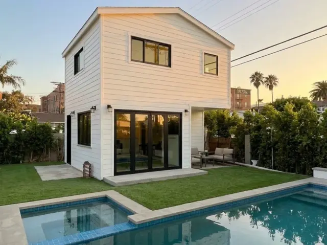 Pasadena pool house ADU — two-story exterior
