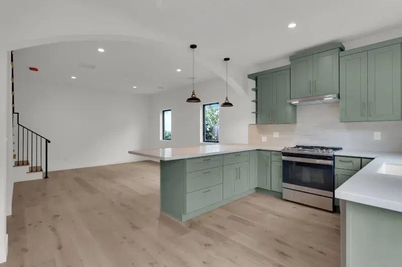 2-story ADU — family room with vaulted ceilings