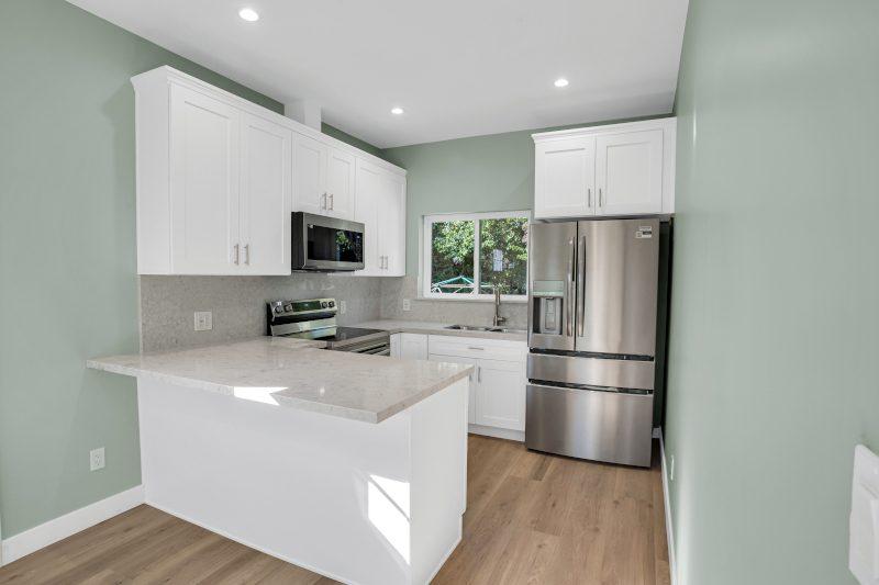 Northridge one-bedroom ADU — kitchen with garden view