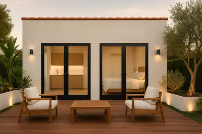 Garage conversion with addition — exterior rendering