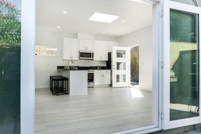 Los Angeles garage conversion rental — French doors to office