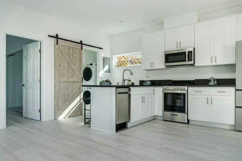Los Angeles garage conversion rental — kitchen and bathroom