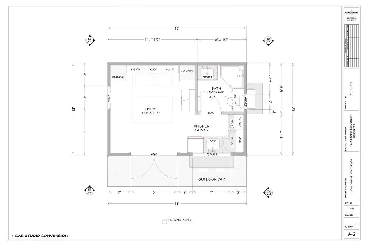 1-Car Garage Conversion Plan floor plan