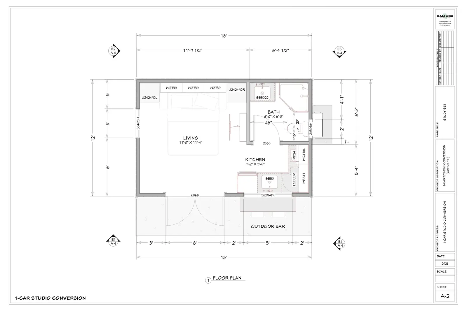 1-Car Garage Conversion Plan floor plan