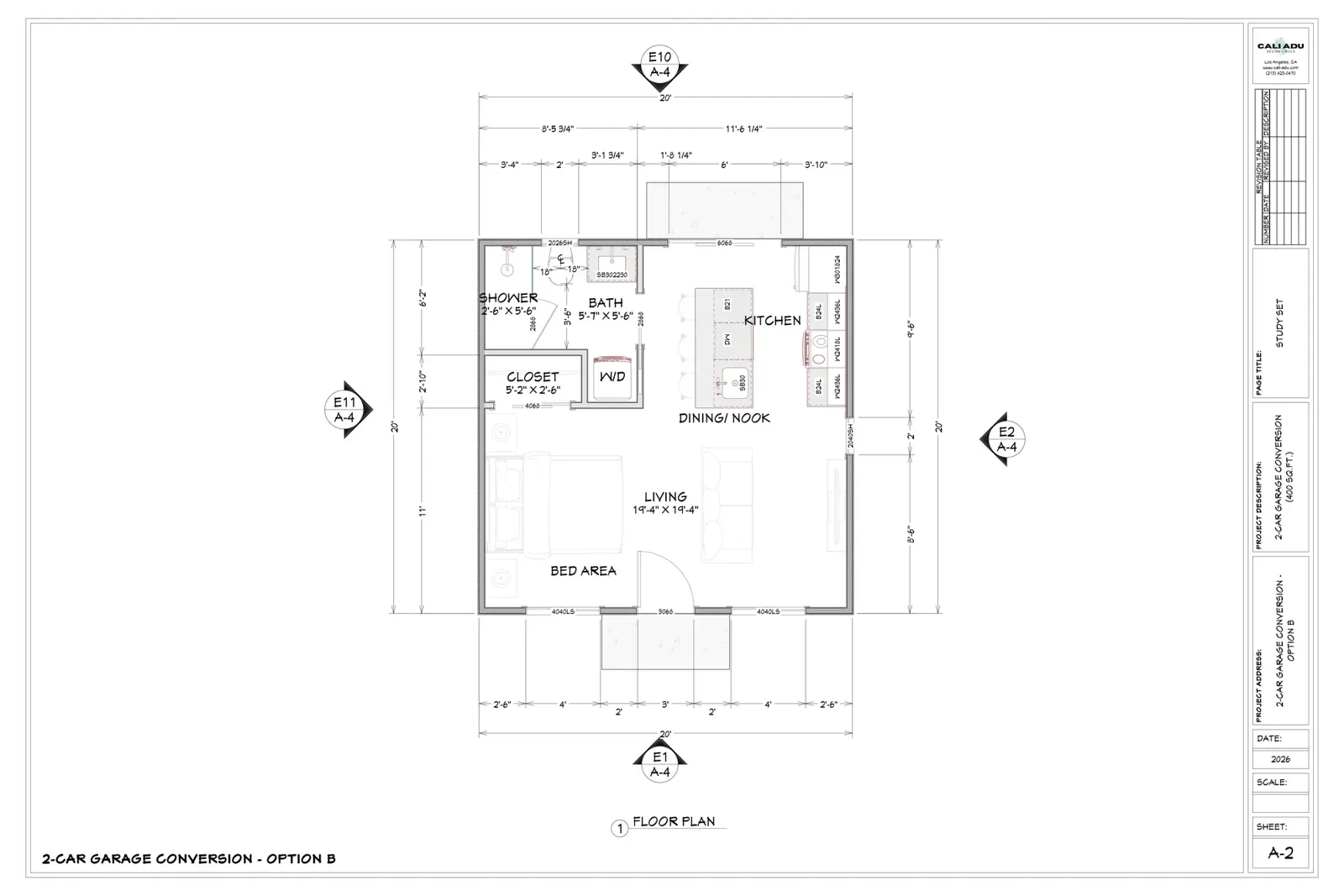 2-Car Garage Conversion Plan floor plan