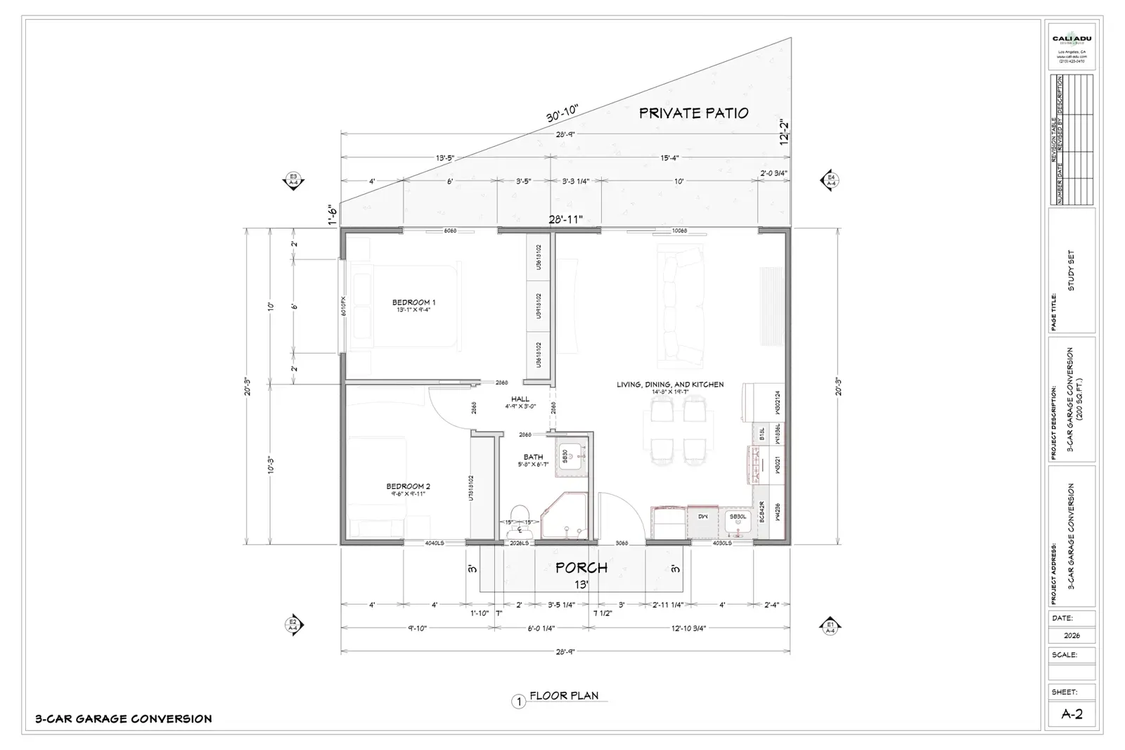 3-Car Garage Conversion Plan floor plan