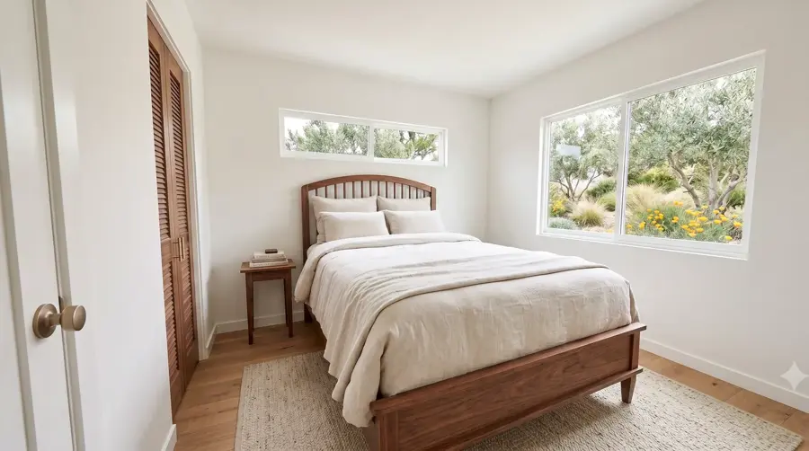 Garage + ADU Above — interior bedroom, Los Angeles ADU rendering