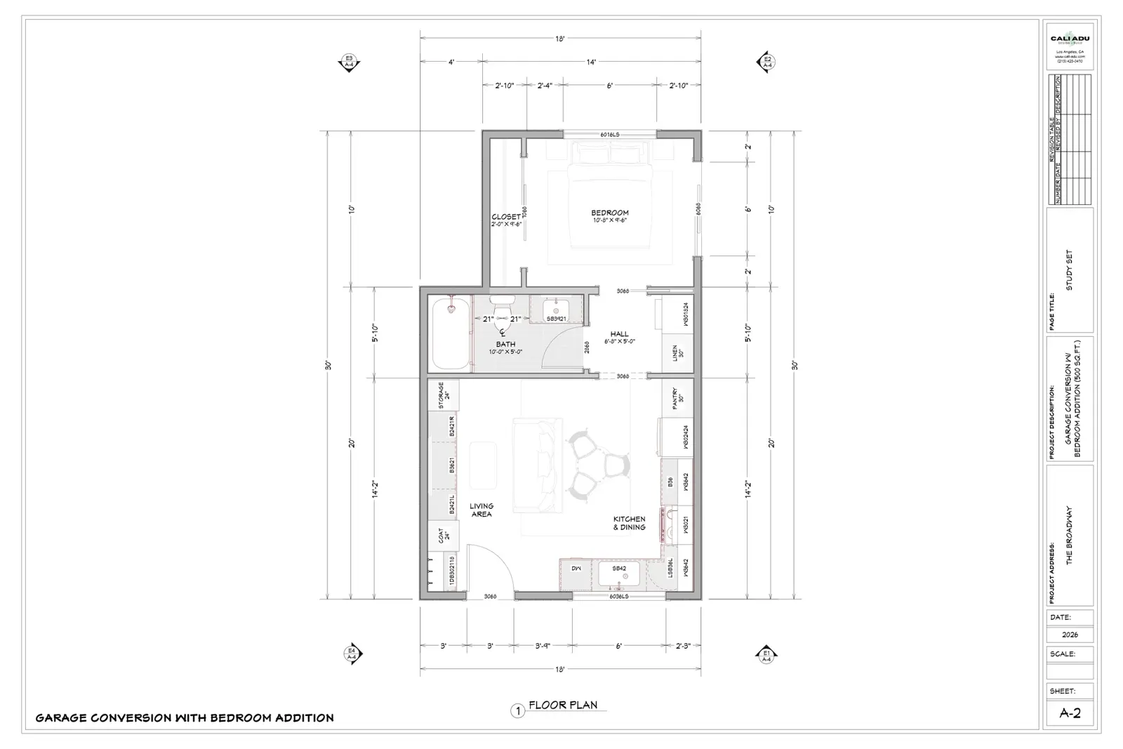Garage Conversion + Small Addition floor plan