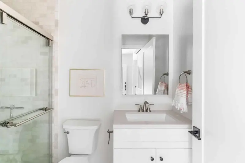 Spanish bungalow garage conversion — bathroom