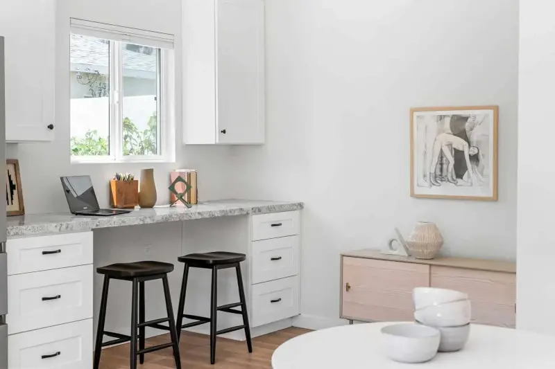 Spanish bungalow garage conversion — living area