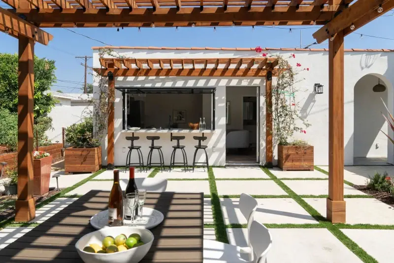 Spanish bungalow garage conversion — exterior view