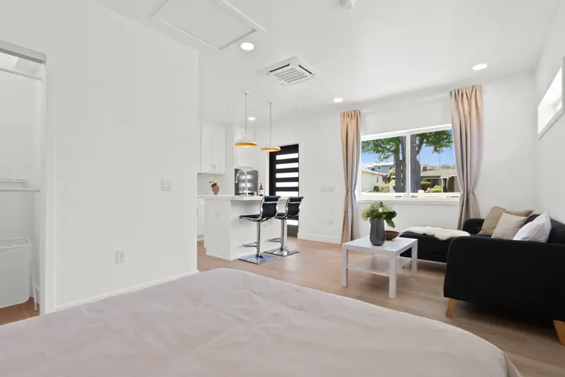 West LA garage conversion ADU — sleeping area