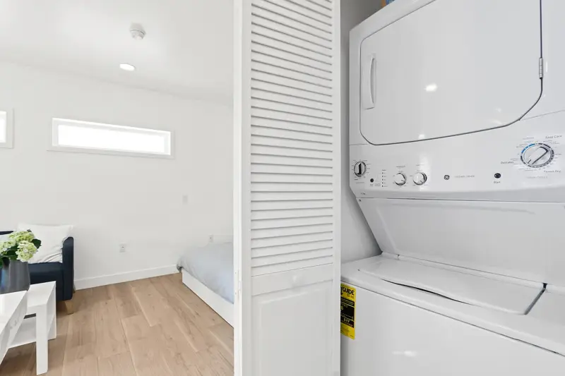 West LA garage conversion ADU — in-unit laundry