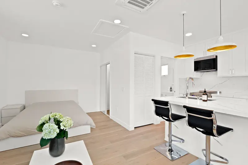 West LA garage conversion ADU — interior overview