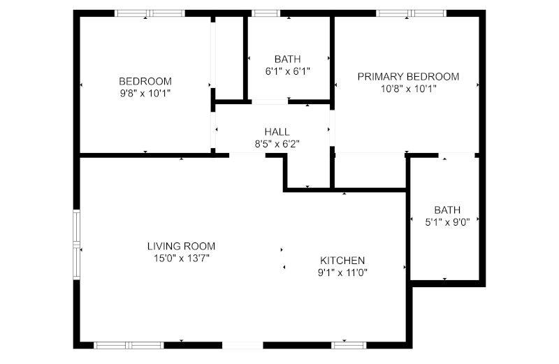 North Hills duplex ADU floor plan — 650 sqft per unit