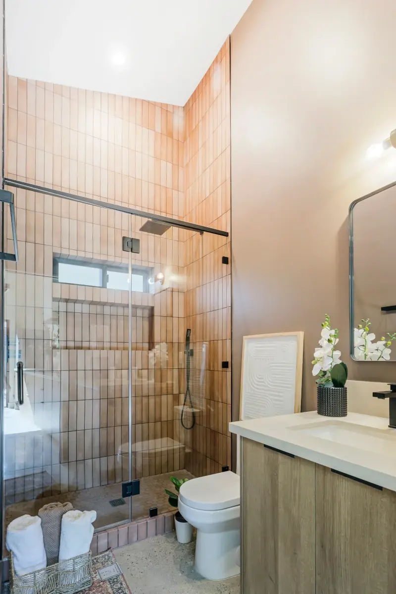 Mid-City shed roof ADU — modern bathroom