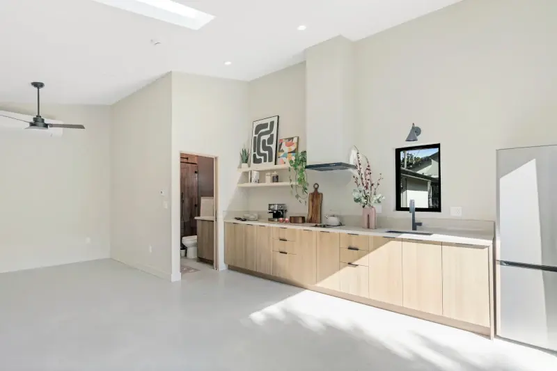Mid-City shed roof ADU — efficiency kitchen
