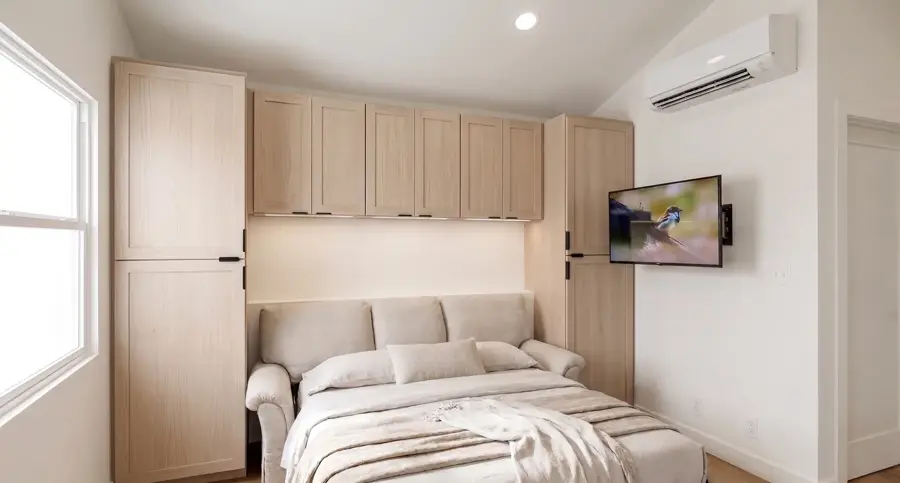 1-Car Garage Conversion Plan — interior murphy bed, Los Angeles ADU rendering