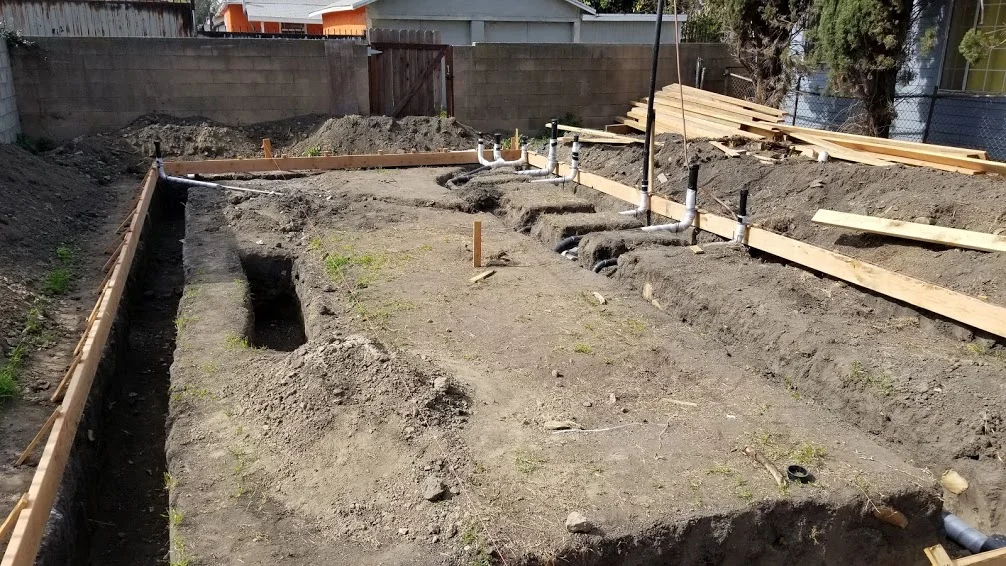 Under slab plumbing for a new ADU