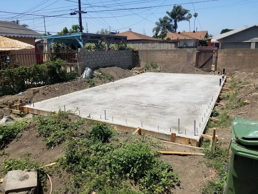 Completed foundation for ADU