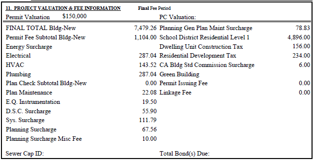 New Construction ADU Permit Cost Example