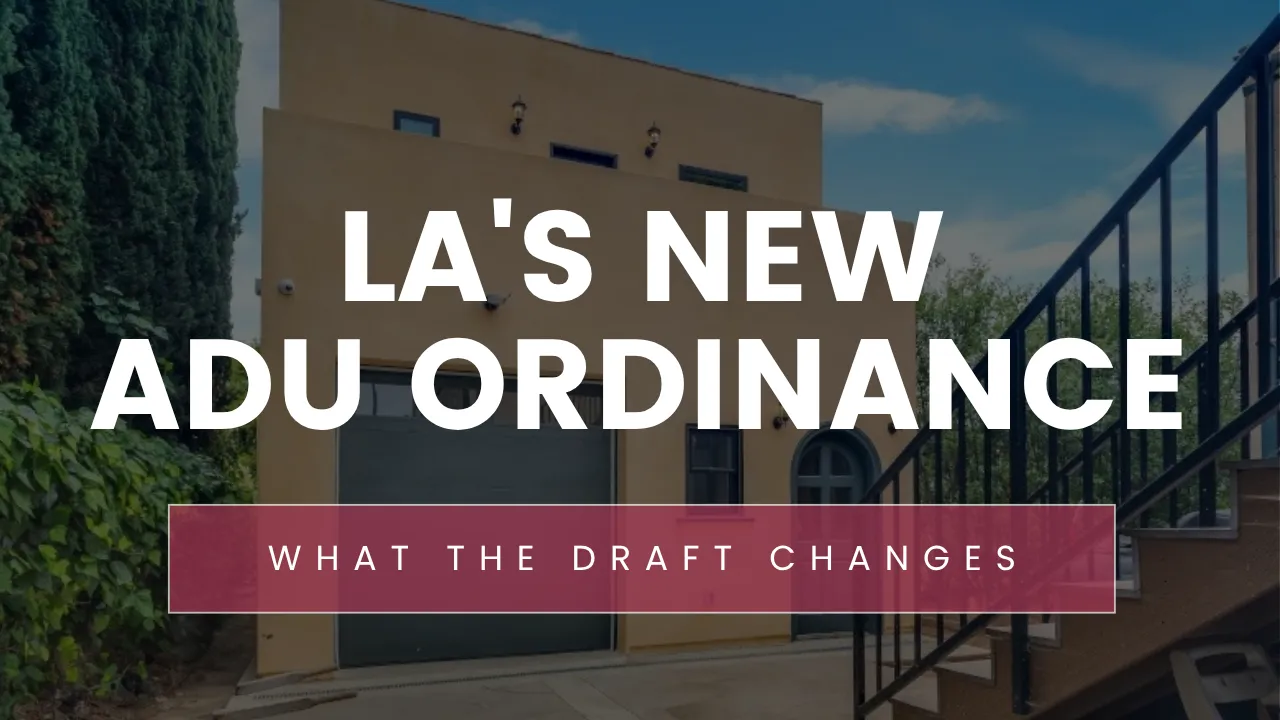 Two-story ADU with attached garage in West Adams, Los Angeles, illustrating LA's new ADU ordinance