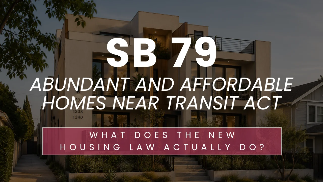 Modern multifamily residential building in Los Angeles designed for transit-oriented development under California SB 79