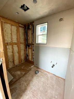 Tile shower in the ADU - Before