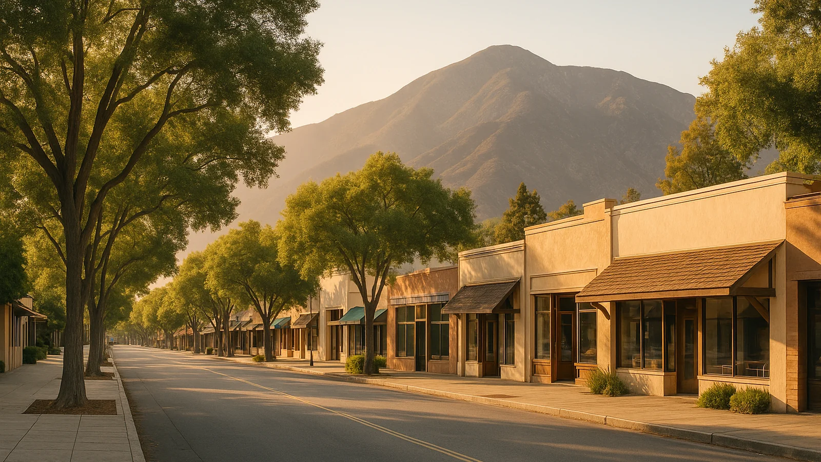 Building an ADU in Claremont, CA — a tree-lined College-Heights residential street with San Gabriel foothills behind, where CALI ADU builds single-story backyard ADUs under Claremont Municipal Code Chapter 16.333