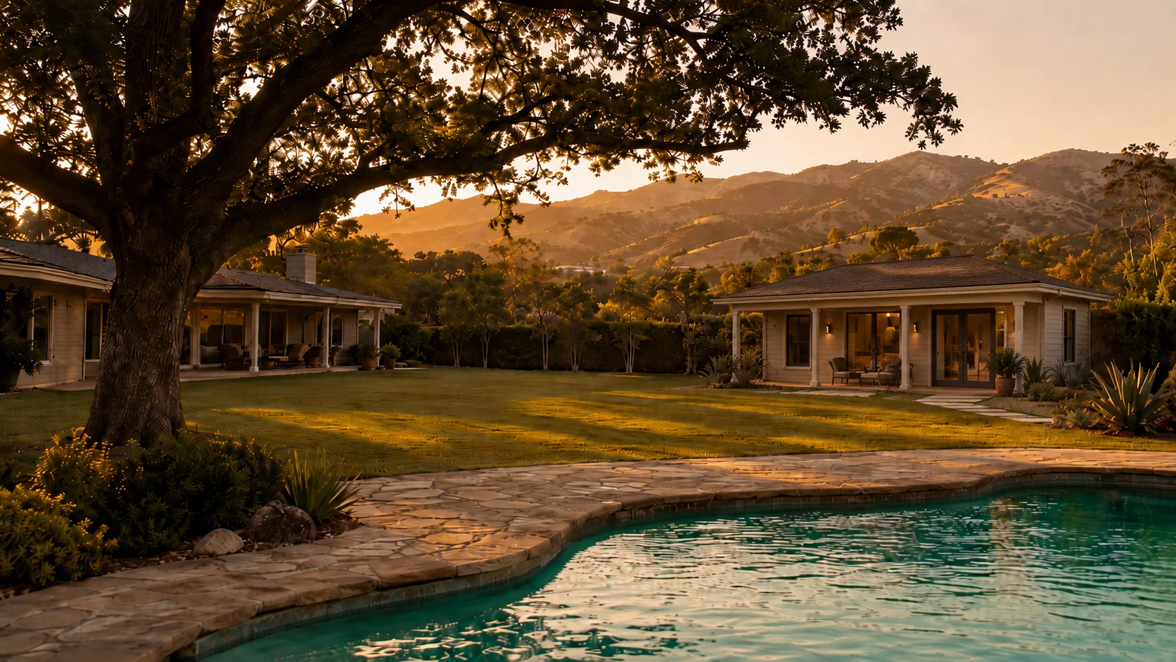Building an ADU in Encino, Los Angeles — estate homes on flat, oak-lined parcels south of Ventura Boulevard, where CALI ADU permits backyard Signature Home ADUs through LADBS under LAMC § 12.22.A.33