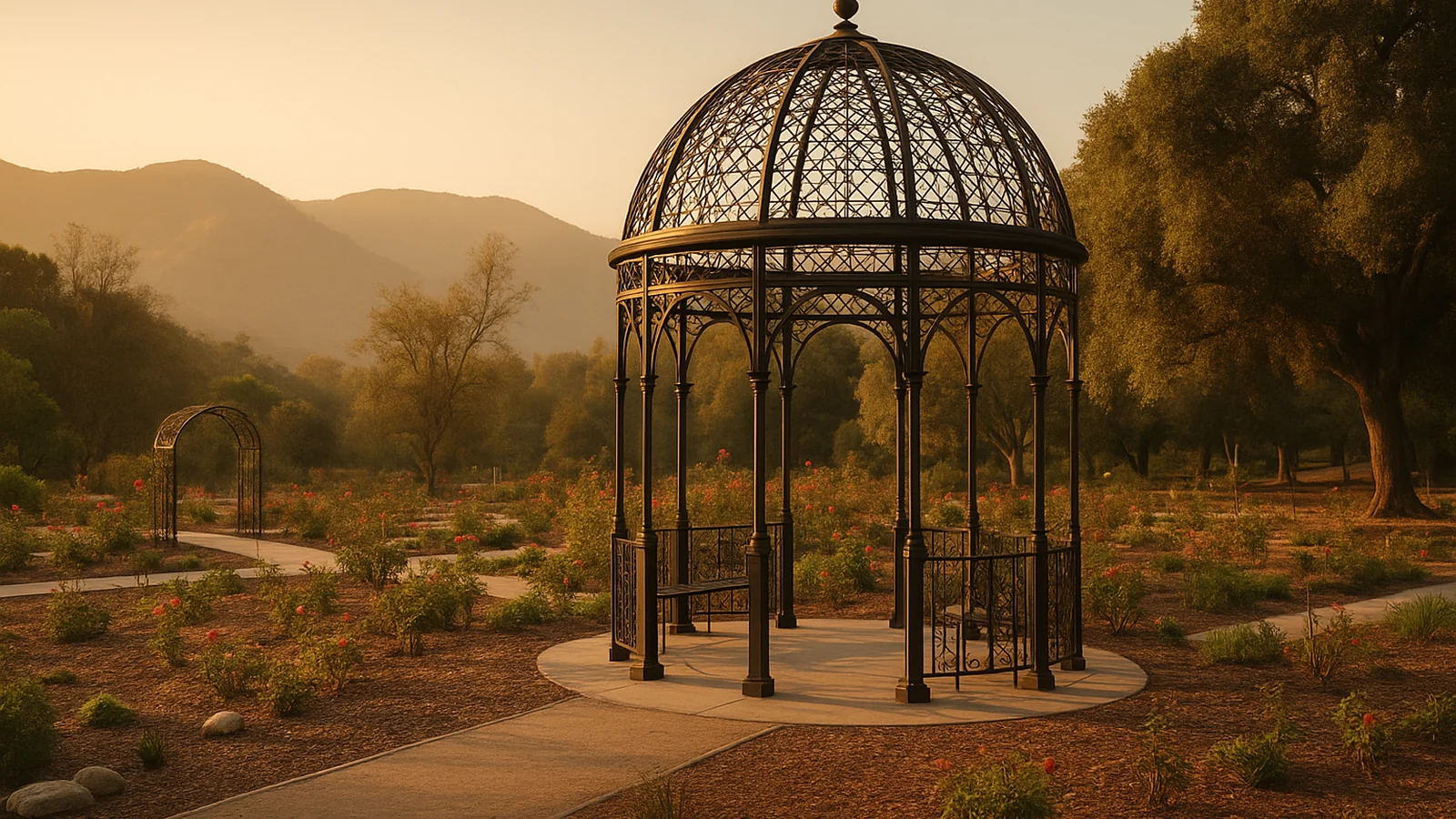 Building an ADU in La Cañada Flintridge, CA with the rose garden gazebo at Descanso Gardens and the San Gabriel foothills near established residential neighborhoods where CALI ADU designs, permits, and manages backyard ADUs.