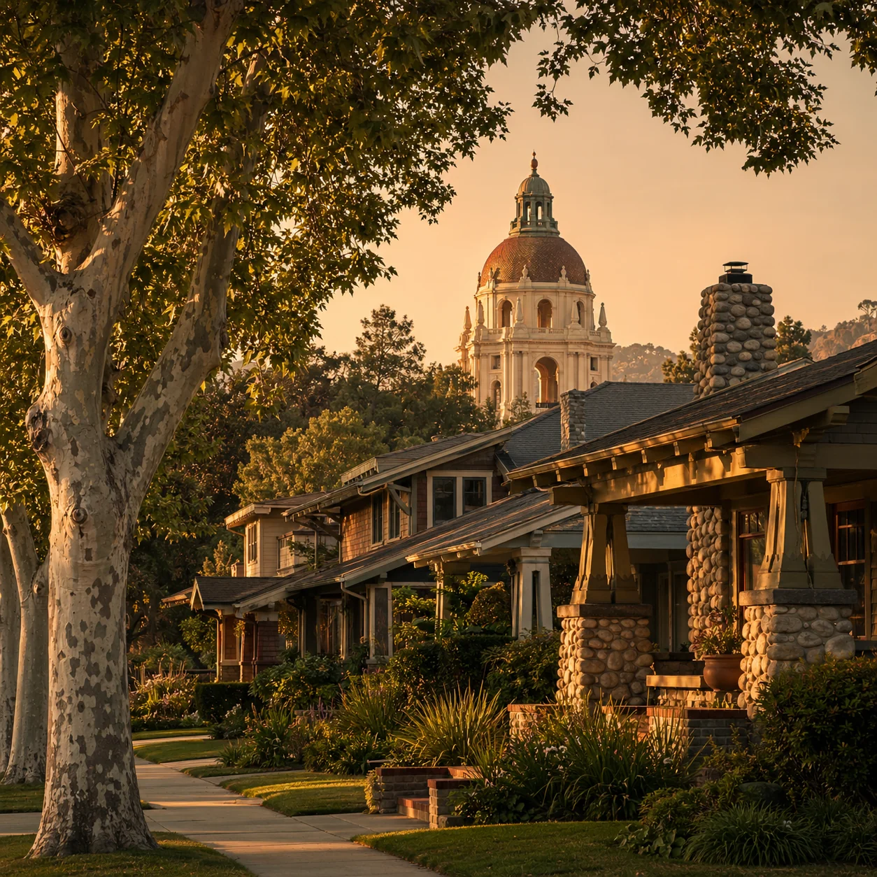 Building an ADU in Pasadena, CA — historic Craftsman residential neighborhood under the San Gabriel Mountains where CALI ADU permits backyard ADUs under PMC § 17.50.275 with historic-district experience