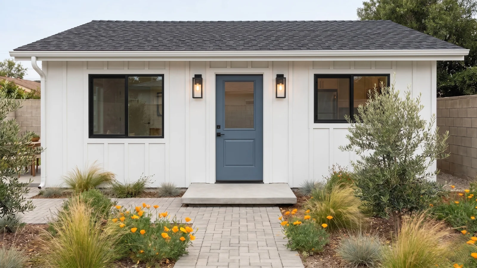 The Westwood Signature Home — 1 BR, 550 sqft, modern farmhouse exterior — fits Pasadena's Craftsman scale