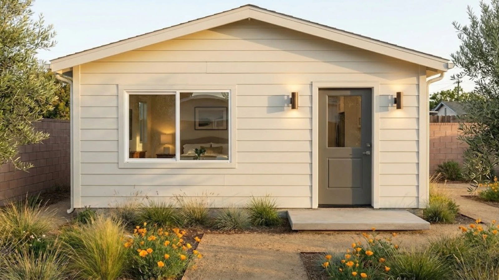 The Wilshire studio ADU in warm horizontal wood siding exterior style